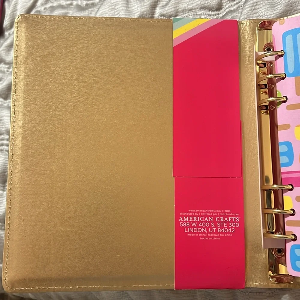 American Crafts Damask Love Colorfun Planner 8.5 x 9.5 Undated Gold NWT